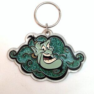 Vintage 90s Disney Aladdin Genie Keychain Glitter Sparkle Collectible Nostalgia